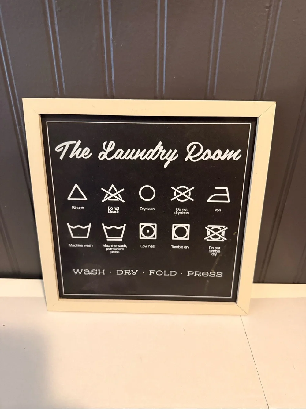 The Laundry Room Framed Sign - Black and Cream Frame